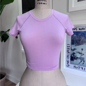 Pink Lululemon cropped Swiftly Tech Women's Top